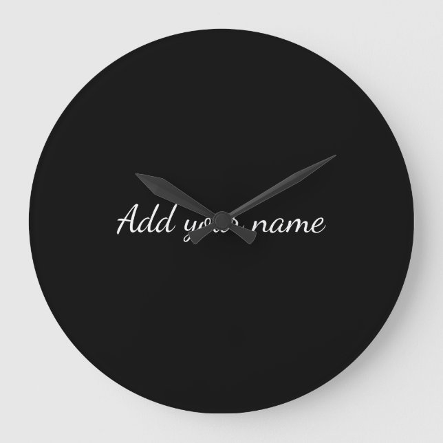 Relógio Grande Black solid add name text message here throw pillo (Frente)