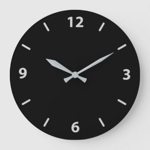 Relógio Grande Black with Silver Gray Minimalist Contemporary