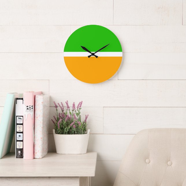 Relógio Grande Bloco de Cor Laranja Dourado Verde Lima Brilhante  (Sala de leitura)