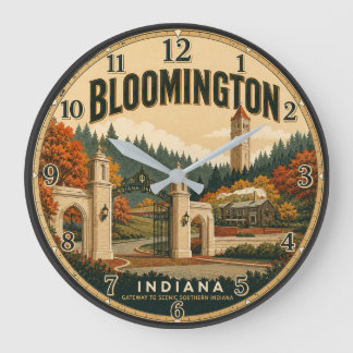 Relógio Grande Bloomington Indiana Gates Vintage Travel Poster