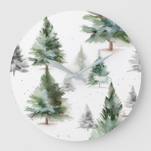 Relógio Grande Bloqueio de Parede de Pinheiros Escandinavos (Frente)