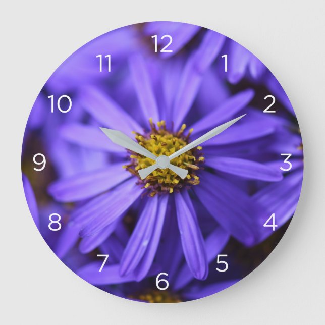 Relógio Grande Bloqueio de Parede dos Números das Flores de Aster (Frente)