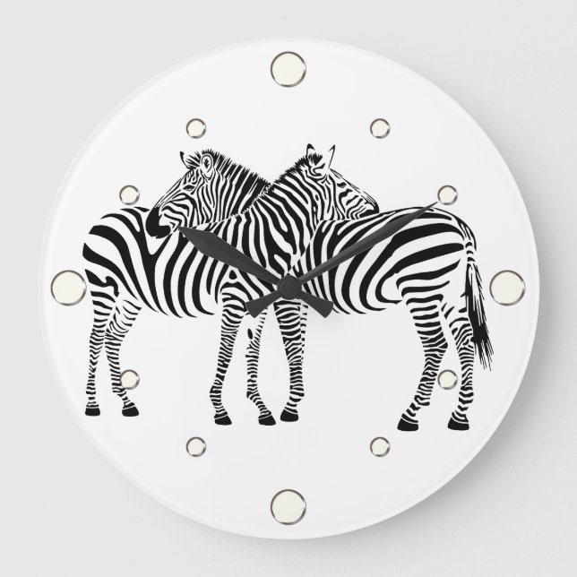 Relógio Grande Bloqueio de Parede Zebra de Animais Selvagens (Frente)