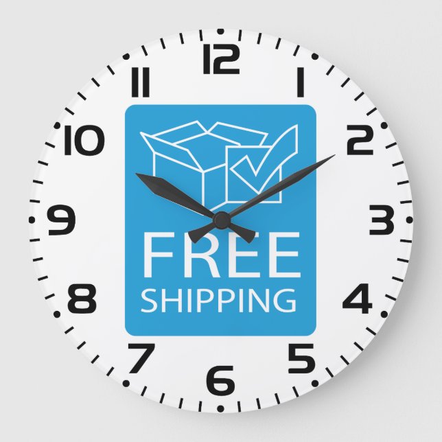 Relógio Grande Blue and White Free Shipping Icon (Frente)