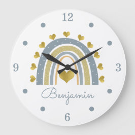 Relógio Grande Blue Baby Boy Rainbow Nursery Acrylic Wall Clock