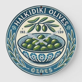 Relógio Grande Blue Bowl Greek Olive Picture Design