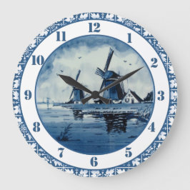 Relógio Grande Blue Delft Blue Windmill