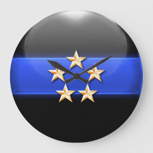 Relógio Grande Blue Line fino - insígnias de cinco estrelas