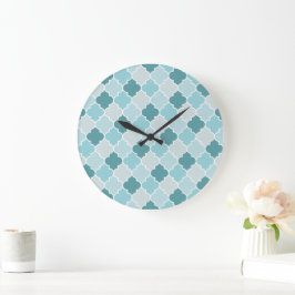Relógio Grande Blue Marroquino Trellis, Laticework, Quatrefoil