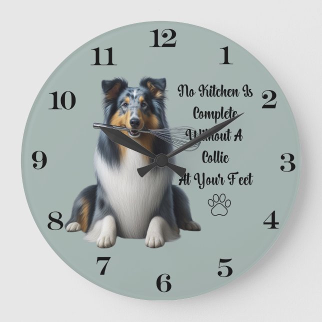 Relógio Grande Blue Merle Collie Clock (Frente)