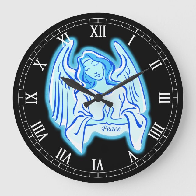 Relógio Grande Blue Peace Angel Round Roman Numerals Clock (Frente)