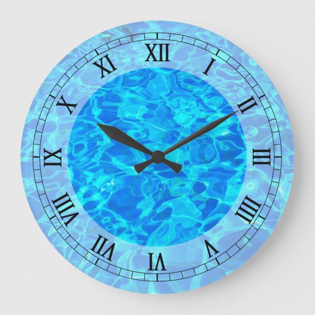 Relógio Grande blue water background Wall Clock (Frente)