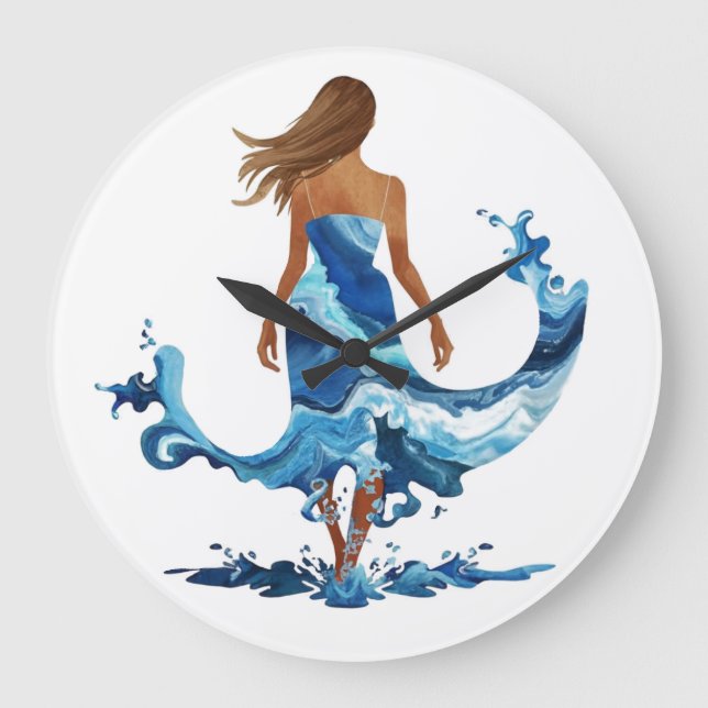 Relógio Grande Blue Waves Ocean Girl (Frente)
