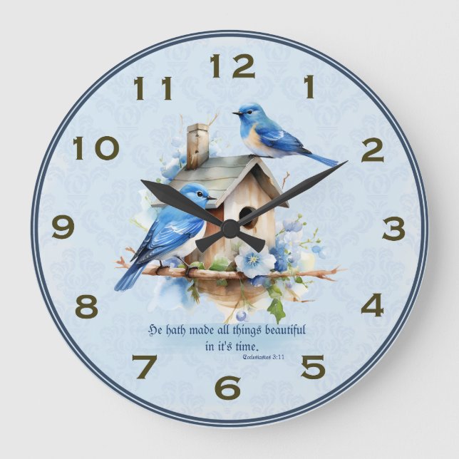 Relógio Grande Bluebird Scripting Clock Birdhouse Eclesiastes (Frente)