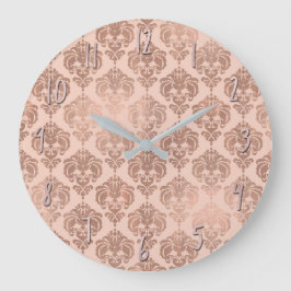 Relógio Grande Blush Rosa Dourado Rosa Glam Moderno Damask