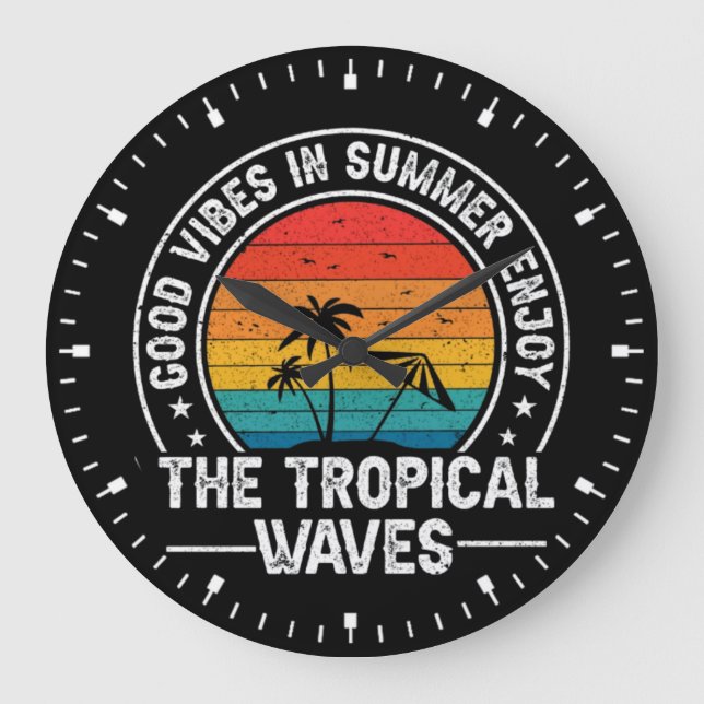 Relógio Grande Boas Vibrações Ondas Tropicais de Verão-64107 (Frente)