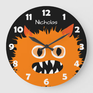 Relógio Grande Bobo personalizado do monstro miúdos alaranjados