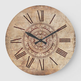 Relógio Grande Bohemian Mandala Vintage Indian Style Wall Clock