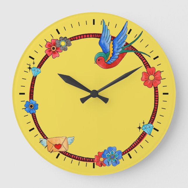 Relógio Grande Boho Bluebird Wall Clock (Frente)