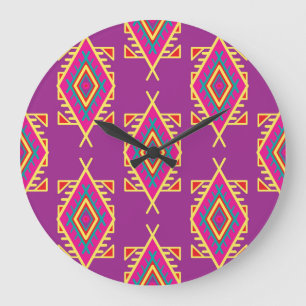 Relógio Grande Boho Chic: Ornamento Étnico Sem Costura
