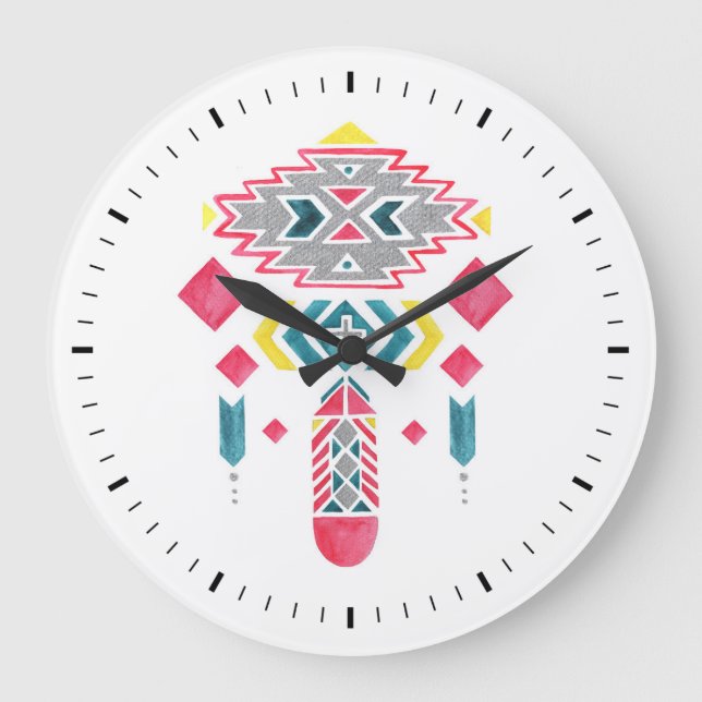 Relógio Grande Boho Diamantes II Wall Clock (Frente)