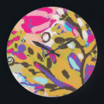 Relógio Grande Boho Floral I Rosa<br><div class="desc">Boho Floral I rosa por Karen Fields</div>