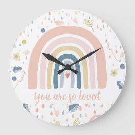 Relógio Grande Boho Rainbow & Raindrops Nursery Clock