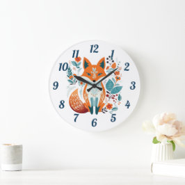Relógio Grande Boho Red Fox Scandinavian Folart