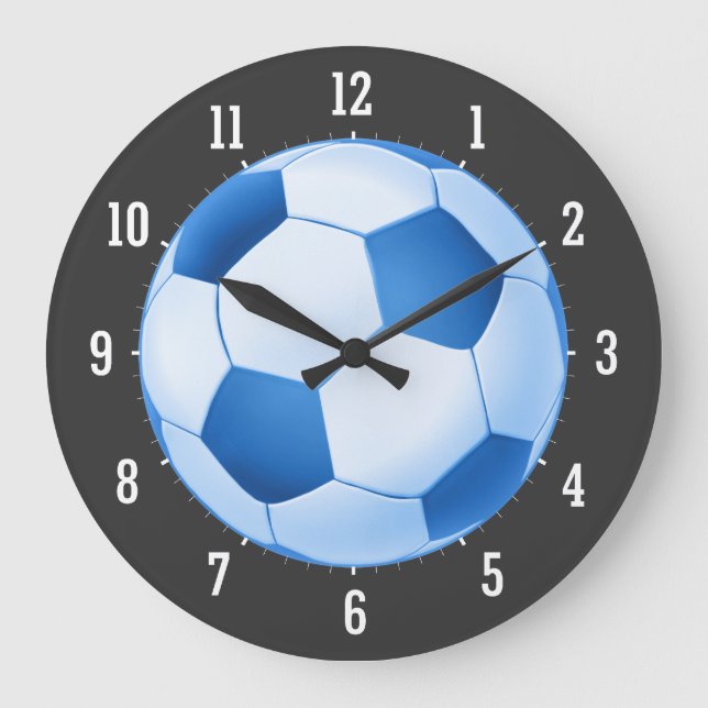 Relógio Grande Bola de futebol azul (Frente)
