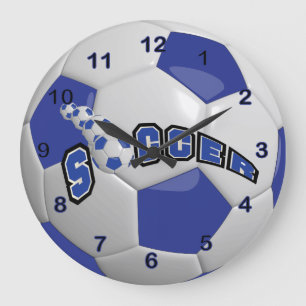 Relógio Grande Bola de futebol azul escuro