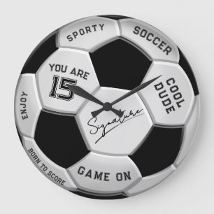 Relógio Grande Bola de Futebol Personalizada de Aniversário Id