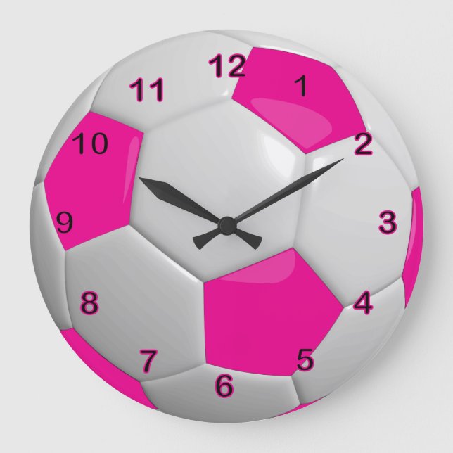 Relógio Grande Bola de futebol| Rosa quente (Frente)