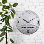 Relógio Grande Bola de Golfe de Legenda Funny Golf Personalizada<br><div class="desc">Bola de golfe personalizada e divertida neste relógio de parede personalizado. O presente perfeito para qualquer amante de golfe.</div>