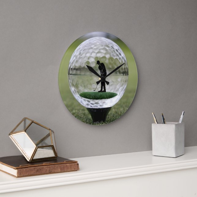 Relógio Grande Bola De Golfe De Vidro Com Dentro De Jogador De Go (Escritório)