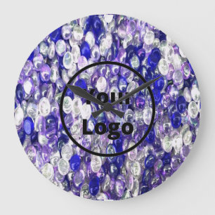 Relógio Grande Bolas de cristal de vidro azul e transparente com 