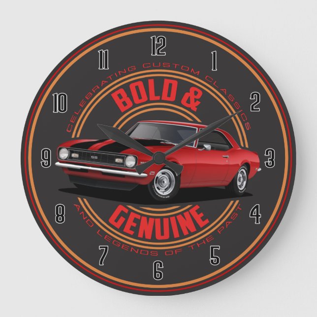 Relógio Grande Bold Red Camaro Large Clock (Frente)