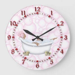 Relógio Grande Bolhas brilhantes dos números do banheiro vermelho