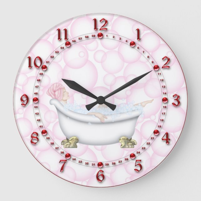 Relógio Grande Bolhas de Banho Vermelho (Frente)