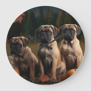 Relógio Grande Bolmastiff Puppy Autumn Delight Pumpkin