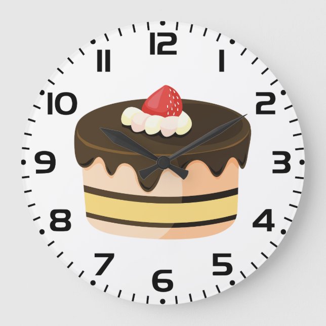 Relógio Grande Bolo de Chocolate com Gotejamento e Morango (Frente)