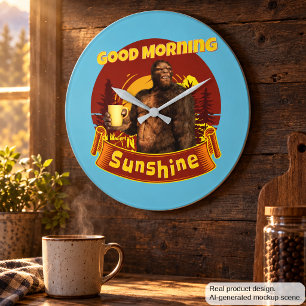 Relógio Grande Bom Dia Sunshine Bigfoot Café Humor Arte