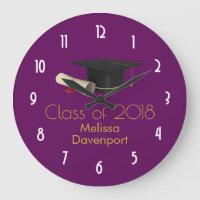 Boné de formatura e diploma na classe roxa de 20XX