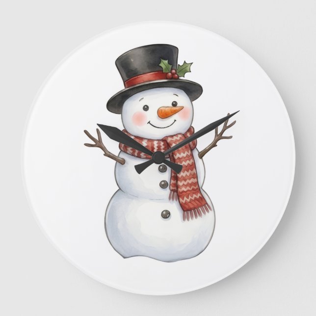 Relógio Grande Boneco de Neve Feliz (Frente)