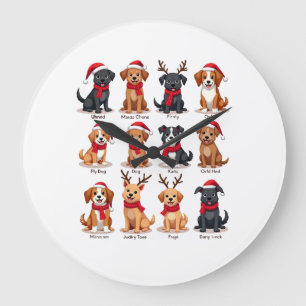 Relógio Grande Bonito 12 Cães Xmas Engraçado Amantes de Cães Nata