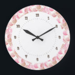 Relógio Grande Bonito Arte Deco Pastels Rosa e Castanho<br><div class="desc">Retro Elegante! Folha de Fern e padrão de concha no estilo Art Deco da 1920 da Idade do Jazz e nos anos 30. Rosa e Brown. Disponível em muitas cores diferentes em nosso compro. Design da aldeia original / Padrão de imagens antigas.</div>