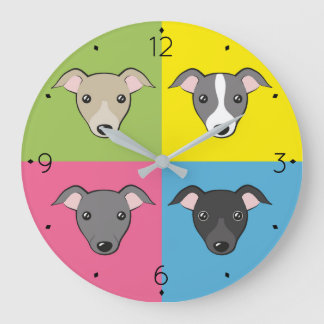 Relógio Grande Bons desenhos animados italianos galgos coloridos 