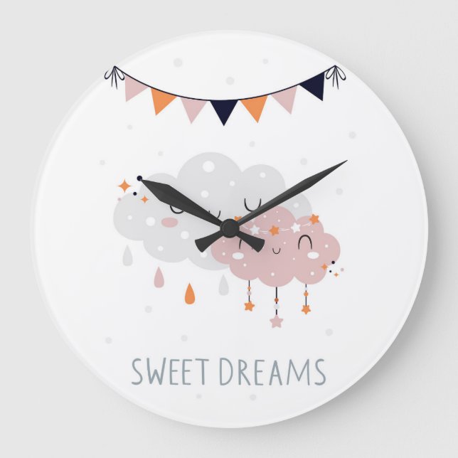 Relógio Grande Bons sonhos Nuvens (Frente)