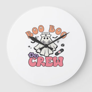 Relógio Grande Boo Boo Crew Nurse Halloween Ghost Funny Classic T