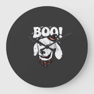 Relógio Grande Boo Halloween Cachorro Bruxa Chapéu Morcegos