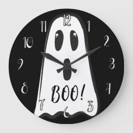 Relógio Grande BOO! Spooky Cute Ghost Halloween Black White